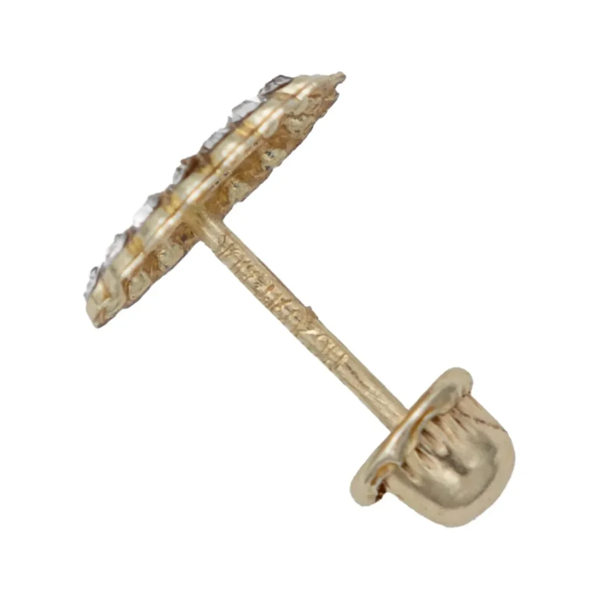 Arete Broquel Oro 10k Virgen Guadalupe con Zirconia - Imagen 2