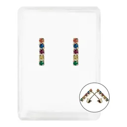 Arete Broquel Oro 10k Zirconia Churumbela Semáforo - Imagen 1