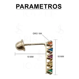 Arete Broquel Oro 10k Zirconia Churumbela Semáforo - Imagen 2