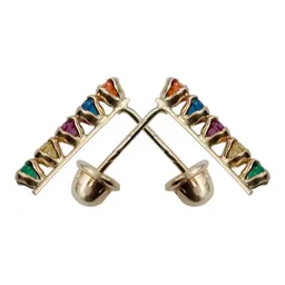 Arete Broquel Oro 10k Zirconia Churumbela Semáforo - Imagen 3
