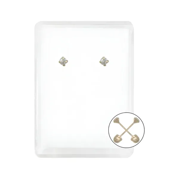 Arete de oro 14k zirconia broquel recto bebe — Joyaris
