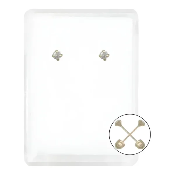 Arete de oro 14k zirconia broquel recto bebe — Joyaris