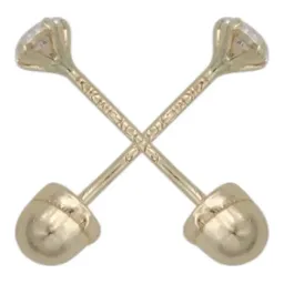 Arete Broquel Oro 14k Recto con Zirconia Transparente Fina - Imagen 2
