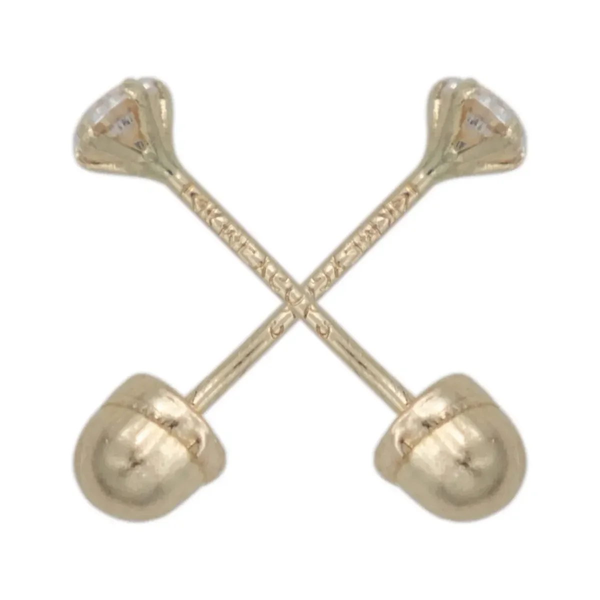 Arete Broquel Oro 14k Recto con Zirconia Transparente Fina - Imagen 2