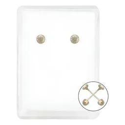 Arete Broquel Oro 14k Zirconia Bisel Diamantado - Imagen 1
