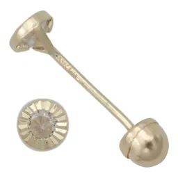Arete Broquel Oro 14k Zirconia Bisel Diamantado - Imagen 2