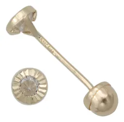 Arete Broquel Oro 14k Zirconia Bisel Diamantado - Imagen 2