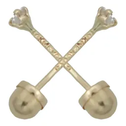 Arete Broquel Oro 14k Zirconia Rectangular Moderno - Imagen 2