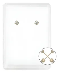 Arete Broquel Oro 14k Recto con Zirconia Transparente Fina - Imagen 1
