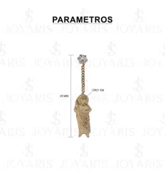 Arete Broquel Oro 10k Medalla San Judas Tadeo con Cadena Zirconia - Imagen 2