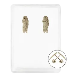 Arete Broquel San Judas Liso Oro 10k - Imagen 1