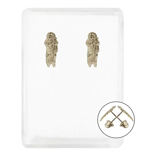 Aretes de oro 10k broquel San Judas liso con broche de rosca — Joyaris