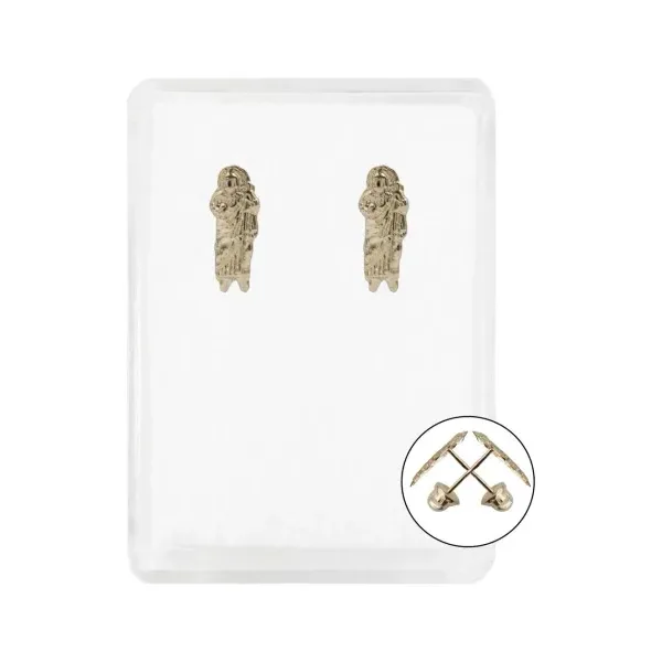 Aretes de oro 10k broquel San Judas liso con broche de rosca — Joyaris