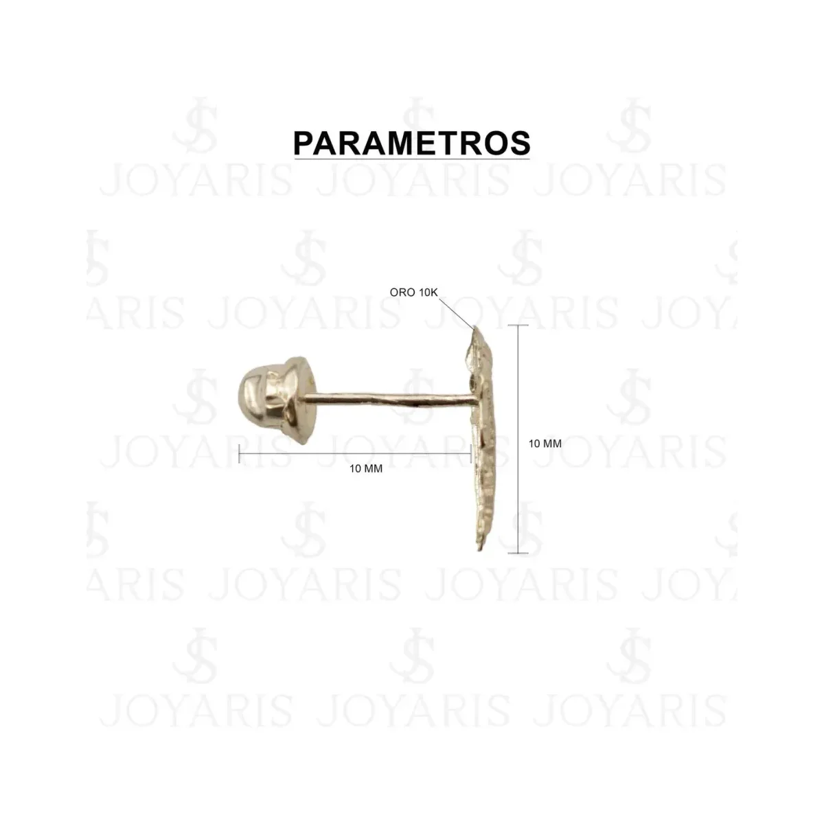 Arete Broquel San Judas Liso Oro 10k - Imagen 2
