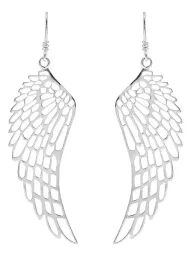Aretes Colgantes Plata 999 Alas de Ángel Caladas - Imagen 1