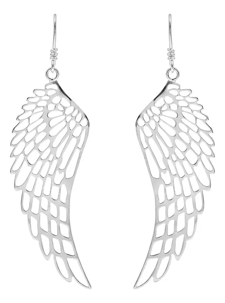 Aretes de plata .925 alas de angel caladas colgantes largos — Joyaris
