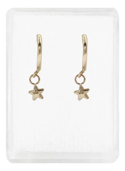 Aretes de oro 10k dorado arracada estrella broquel — Joyaris