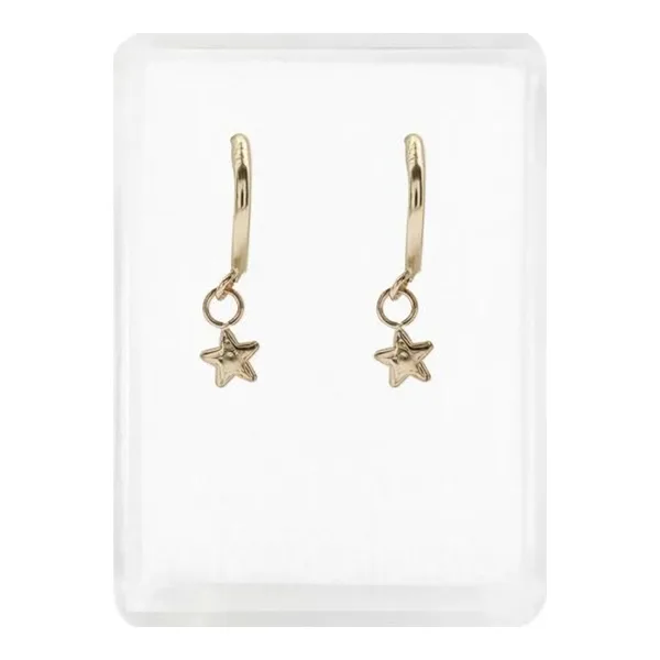 Aretes de oro 10k dorado arracada estrella broquel — Joyaris