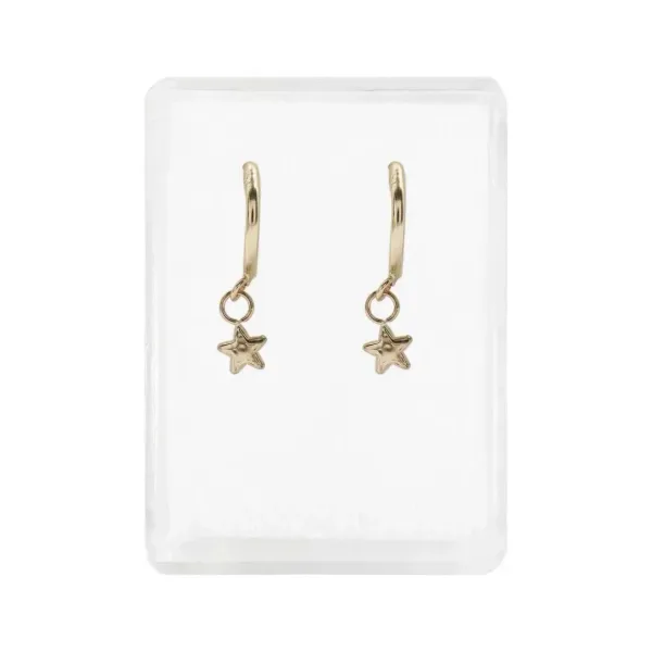 Aretes de oro 10k dorado arracada estrella broquel — Joyaris