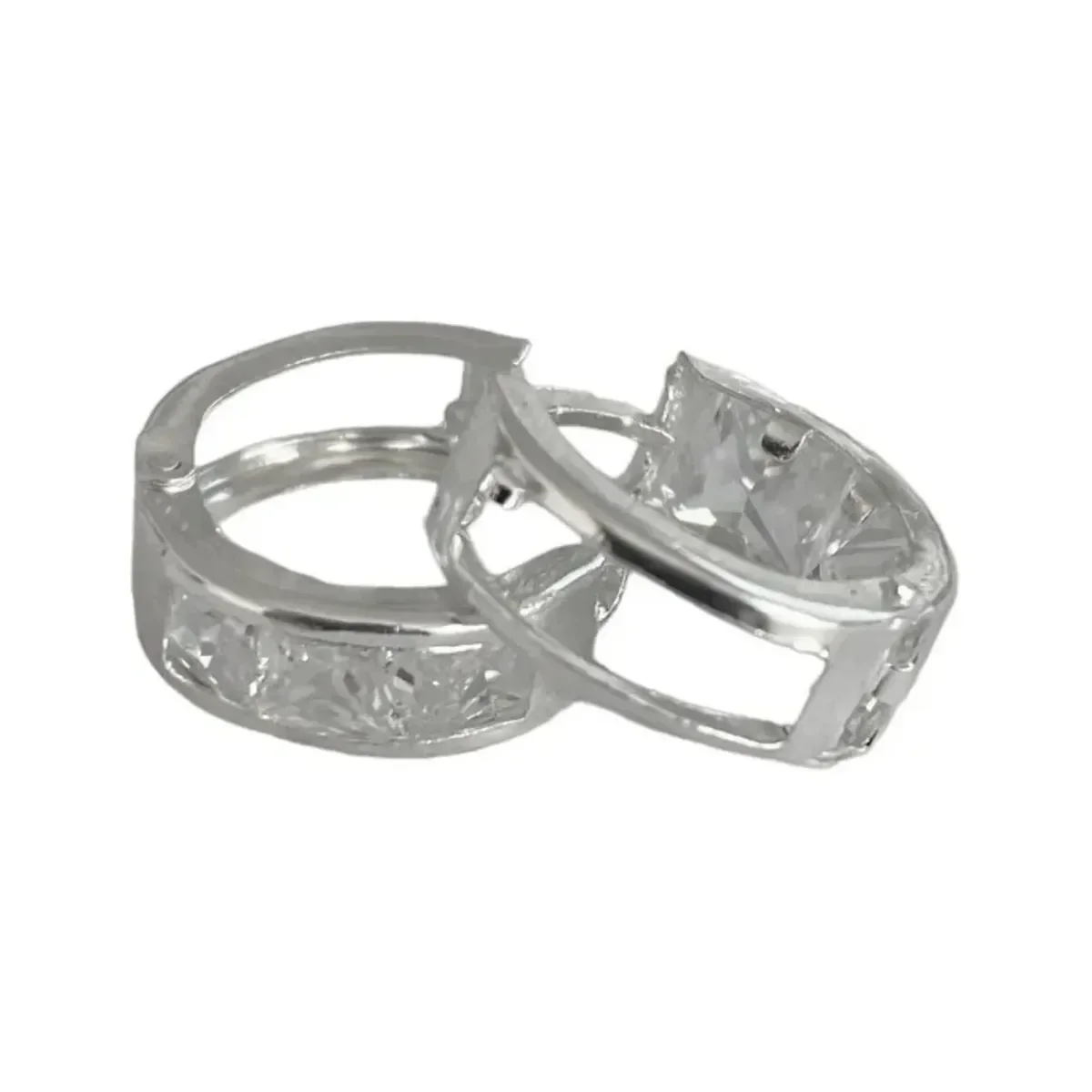 Aretes Arracada Plata .925 con Zirconia Geométricos, joyería minimalista de plata, aretes de aro modernos con diseño geométri