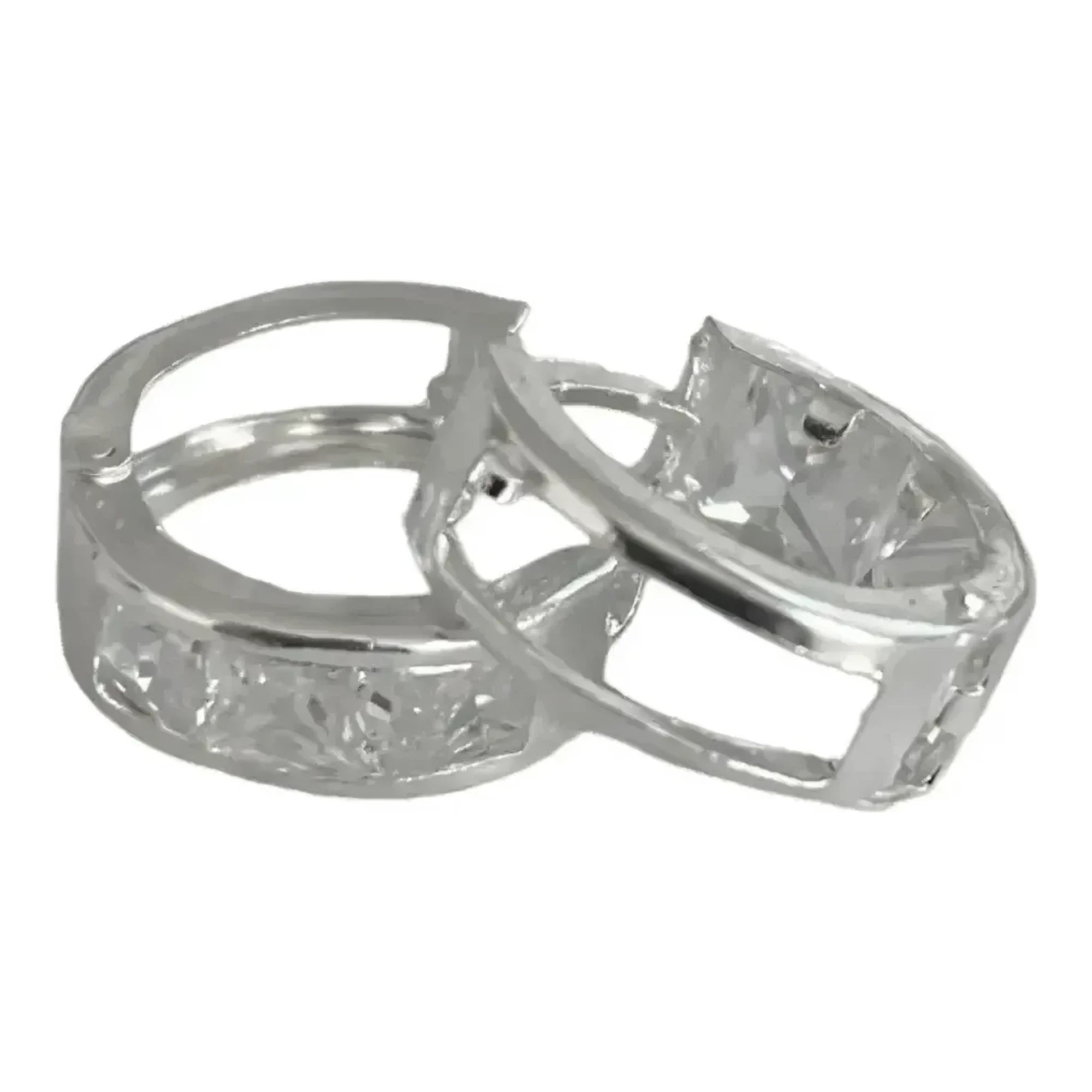 Arracadas huggies de plata ley 925 con zirconia blanca geométrica, aretes pequeños acabado liso para piercing oreja mujer