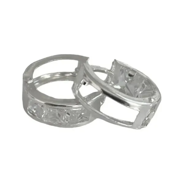 Aretes Huggies Plata 925 con Zirconia Geométricos - Imagen 1