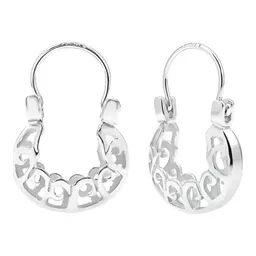 Aretes Arracada Plata 925 Diseño Espiral Calado - Imagen 1