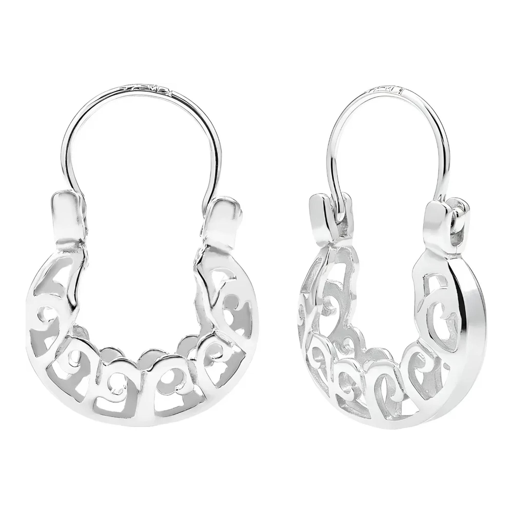 Aretes ear cuff de plata 925, diseño espiral calado. Arracadas de aro, joyería mexicana moderna para mujer.