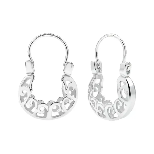 Aretes de plata .925 plateado huggies diseno espiral calada — Joyaris