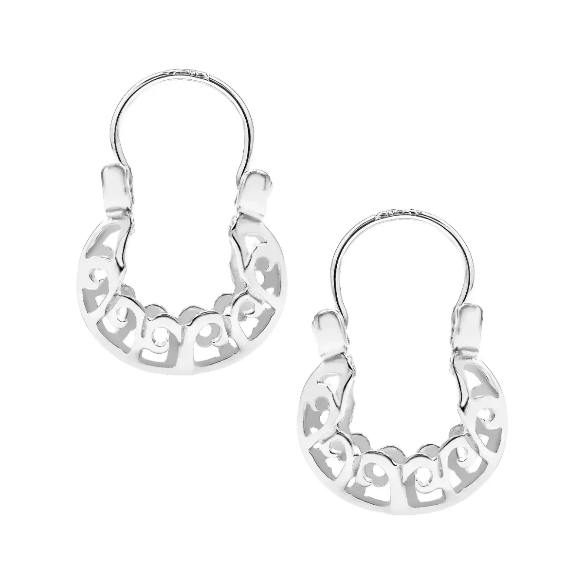 Aretes Arracada Plata 999 Diseño Espiral Calado - Imagen 2