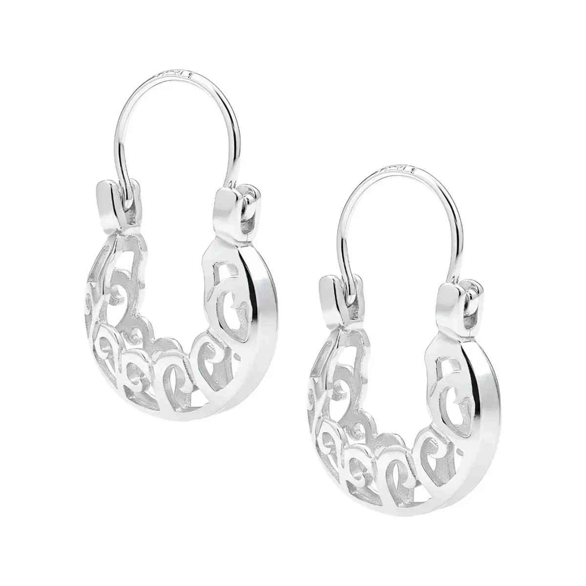 Aretes Arracada Plata 999 Diseño Espiral Calado - Imagen 3