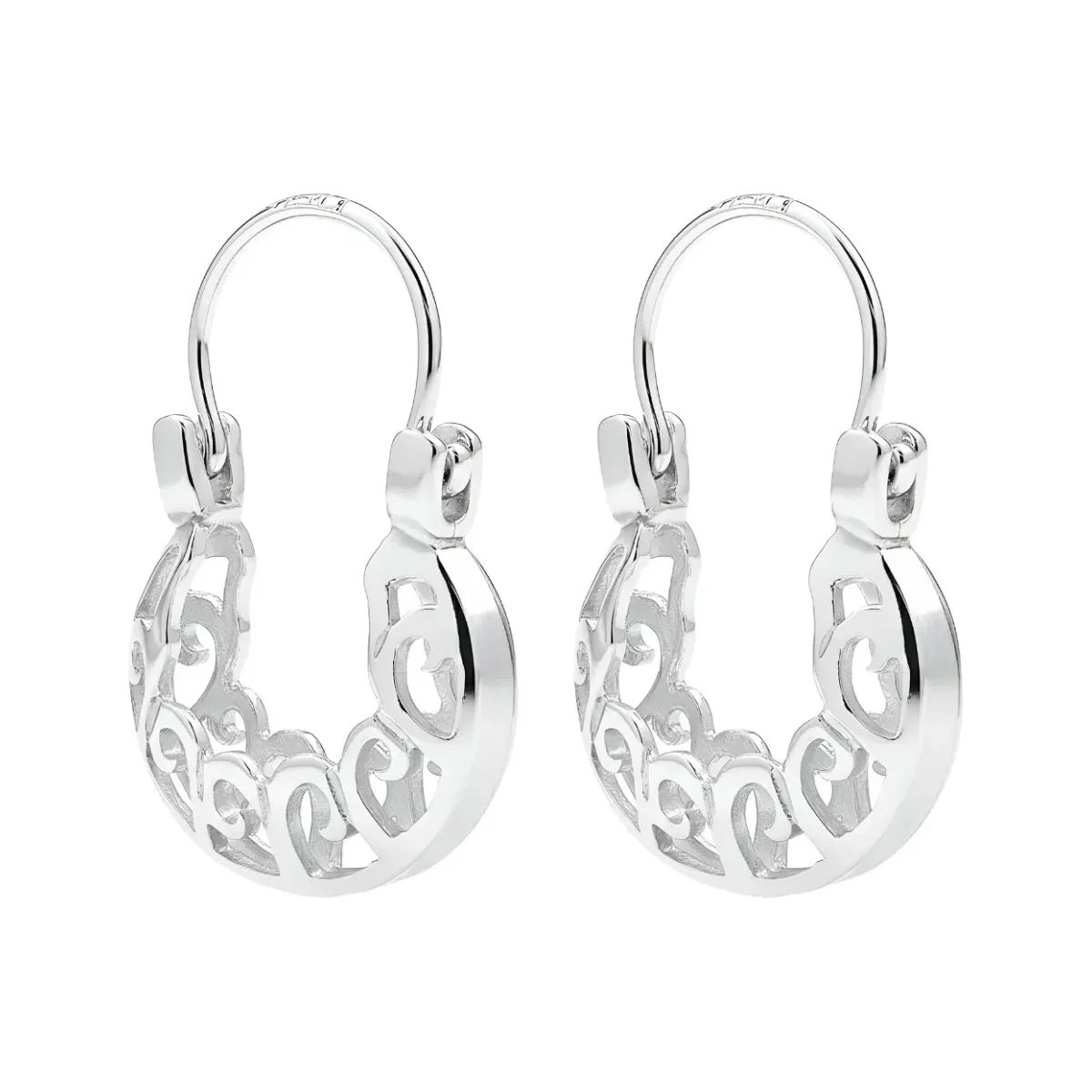Aretes Arracada Plata 999 Diseño Espiral Calado - Imagen 4