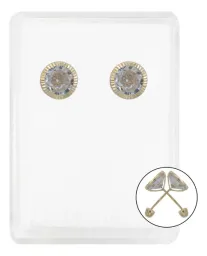 Aretes Broquel Oro 10k con Zirconia Bisel Diamantado - Imagen 1