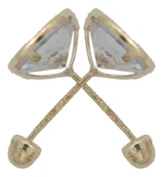 Aretes Broquel Oro 10k con Zirconia Bisel Diamantado - Imagen 3