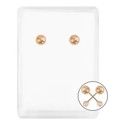 Aretes Broquel Bola Oro Rosa 10k Minimalista Unisex 3.75mm - Imagen 1