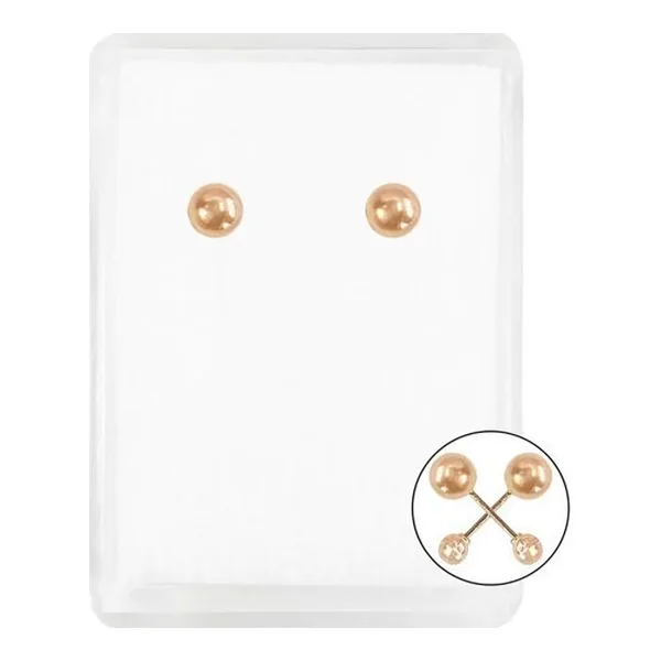 Aretes Broquel Bola Oro Rosa 10k Minimalista Unisex 3.75mm - Imagen 1