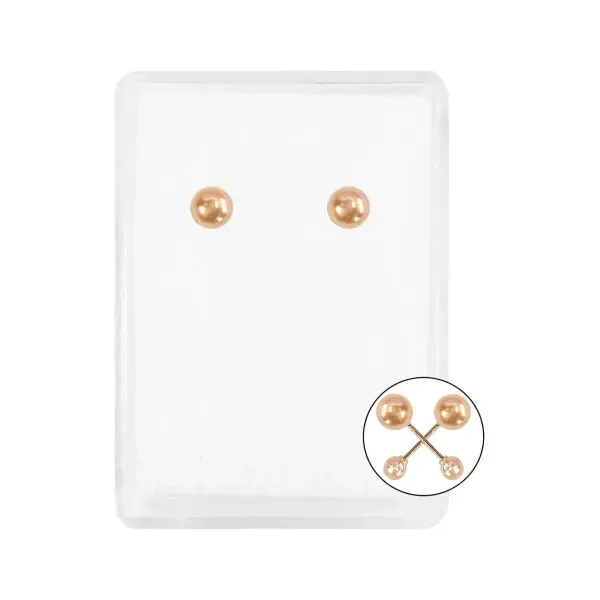 Aretes Broquel Bola Oro Rosa 10k Minimalista Unisex 3.75mm - Imagen 1