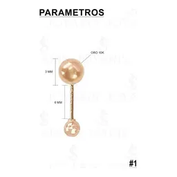 Aretes Broquel Bola Oro Rosa 10k Minimalista Unisex 3.75mm - Imagen 2