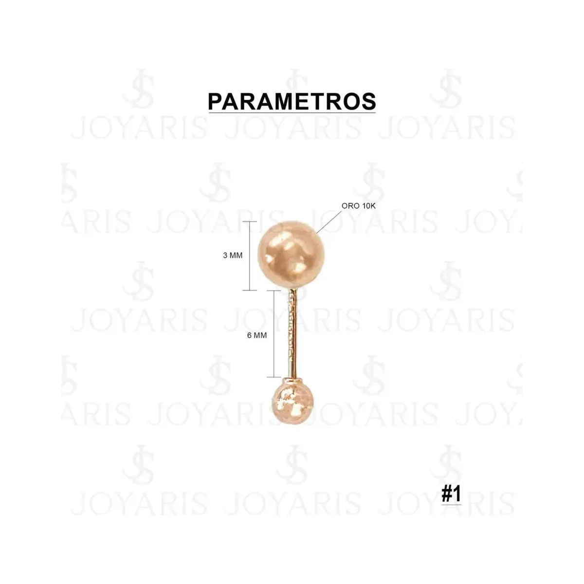 Aretes Broquel Bola Oro Rosa 10k Minimalista Unisex 3.75mm - Imagen 2