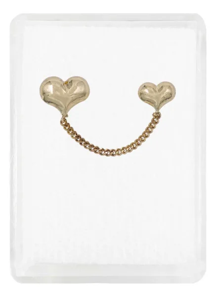 Aretes de oro 10k broquel cadena corazon solido colgante — Joyaris
