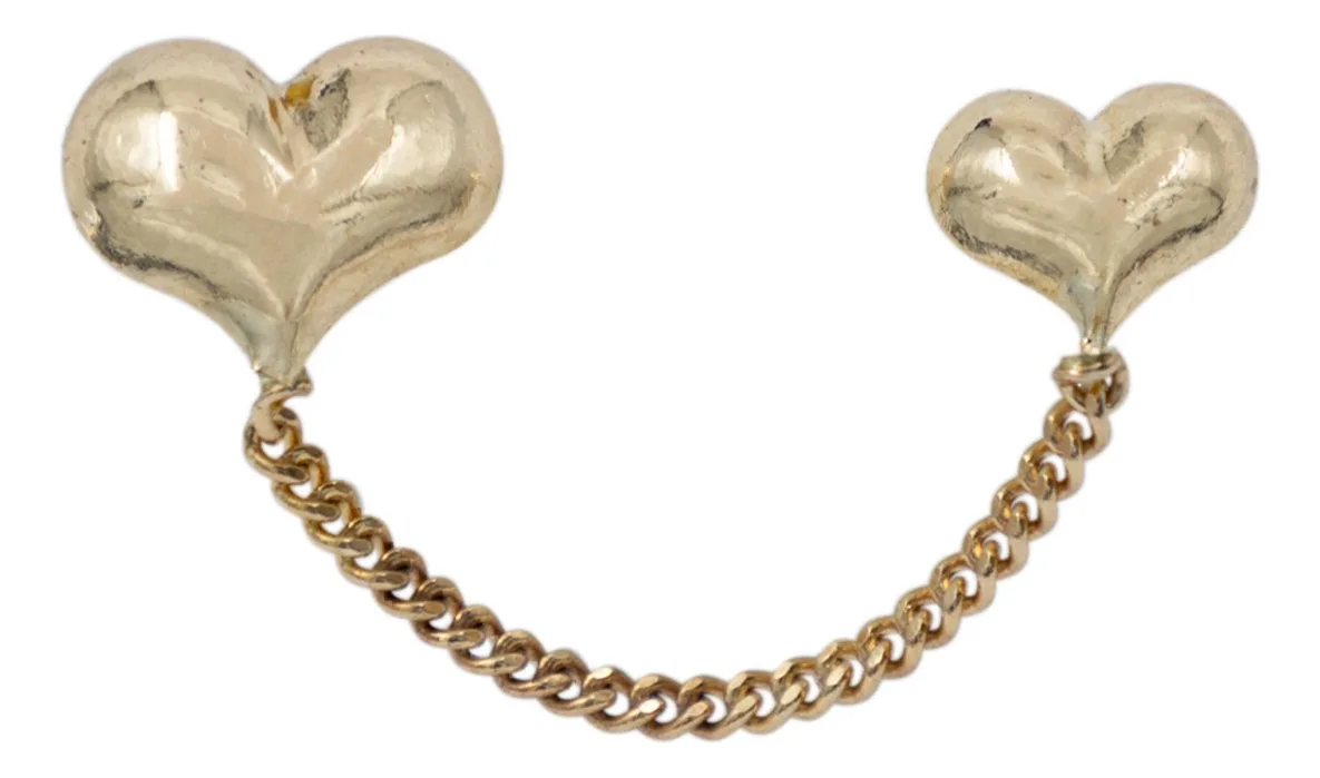Aretes de oro 10k broquel cadena corazon solido colgante — Joyaris
