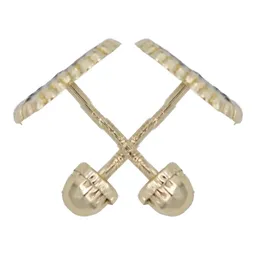 Aretes Broquel Colgante Oro 10k Trébol Blanco Esmaltado - Imagen 2