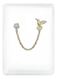 Aretes Oro 10k Colibrí Zirconia con Cadena - Imagen 1