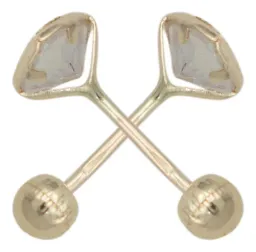 Aretes Broquel Corazón Oro 10k Zirconia Transparente A Presión - Imagen 2