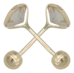 Aretes Broquel Oro 10k Corazón con Zirconia Transparente Modelo 328 - Imagen 2