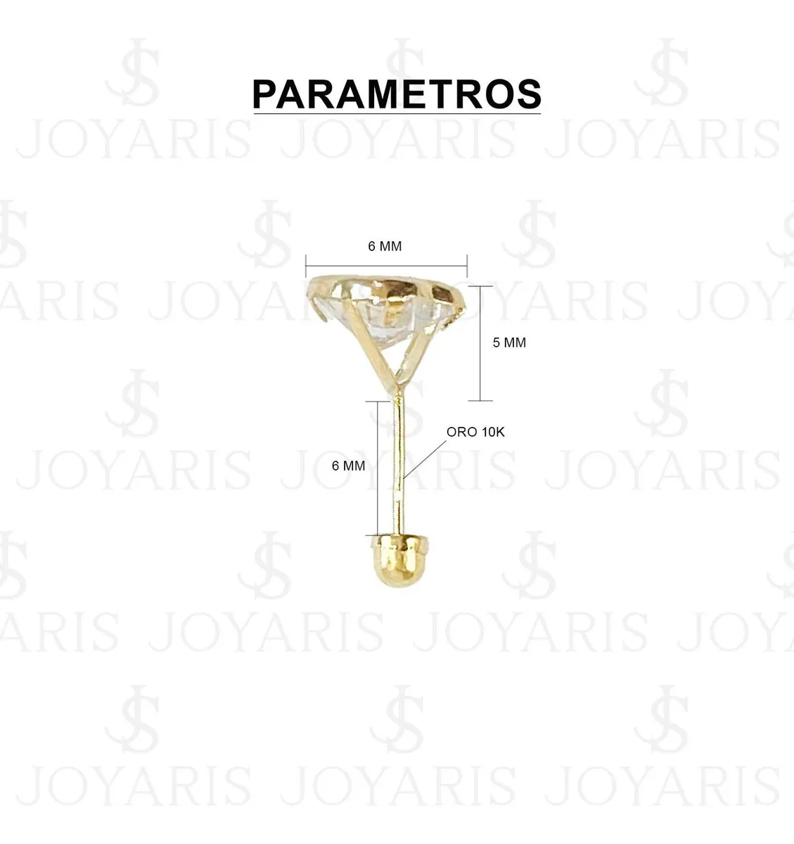 Aretes Broquel Corazón Oro 10k Zirconia Transparente - Imagen 1