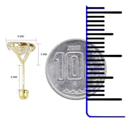 Aretes Broquel Corazón Oro 10k Zirconia Transparente Bola - Imagen 3