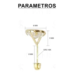 Aretes Broquel Corazón Oro 10k Zirconia Transparente Bola - Imagen 2