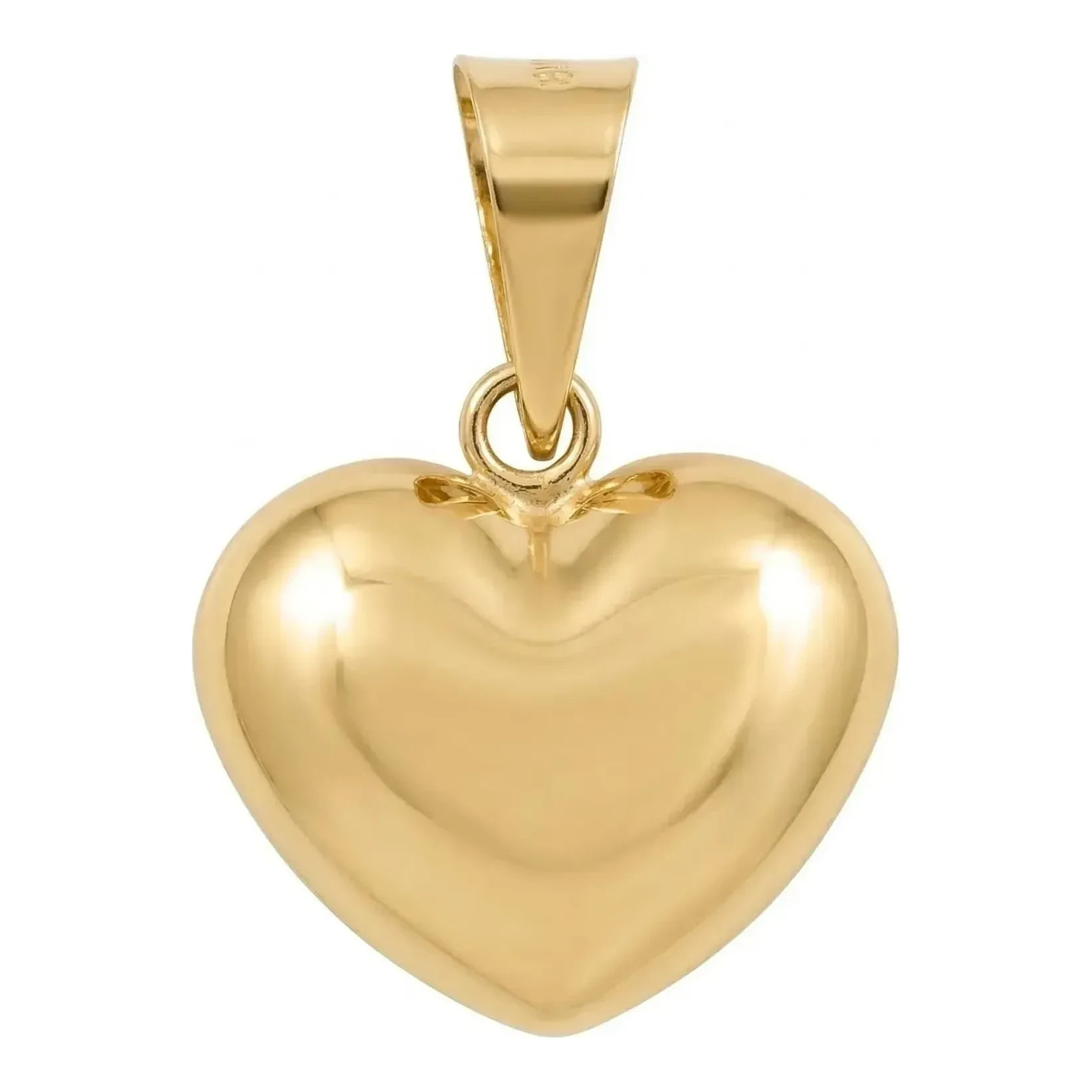Dije de corazón liso abombado de oro amarillo 10k de 18x12 mm con acabado pulido - Joyaris