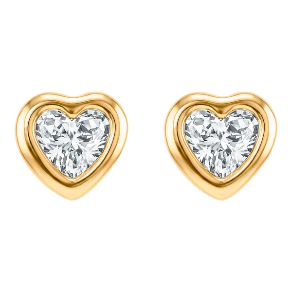 Aretes Broquel de Oro 10k Corazón con Zirconia 4x3 mm - Imagen 1